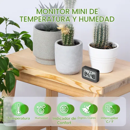 Vista 2 de DOOMAY Mini Higrómetro Termómetro de Interior, Medidor Digital de Humedad con Botón de Cambio Celsius Fahrenheit, Medidor de Humedad Monitor