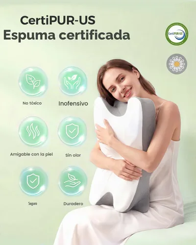 Vista 7 de Ergo - Almohada cervical para aliviar el dolor de cuello, espuma viscoelástica de doble altura Gris