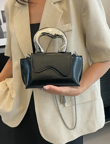 Vista 3 de Bolso pequeño de color plateado, bolsos cruzados, bolsos de noche Y2K, bolso de mano para mujer, bolsos de hombro, bolsa de mano para mujer 2024