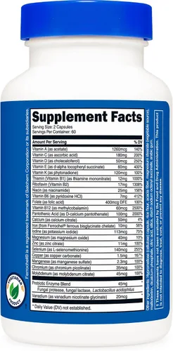 Vista 5 de Nutricost Multivitamínico con probióticos 120 cápsulas vegetarianas - Repleto de vitaminas y minerales