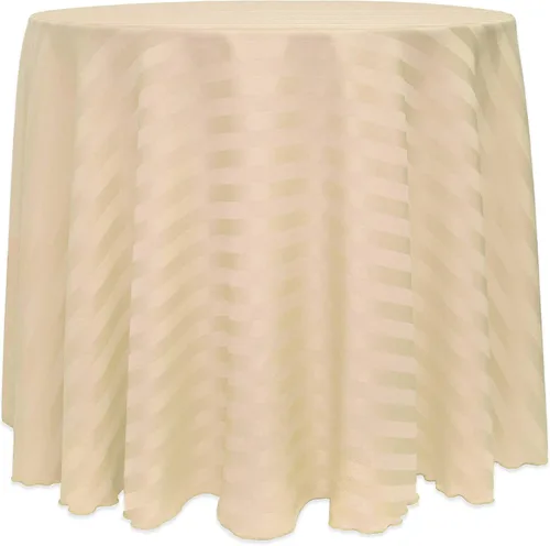 Vista 17 de ULTIMATE TEXTILE Mantel redondo de rayas satinadas de 84 pulgadas color marfil crema