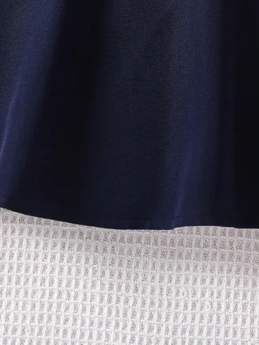 Vista 4 de Floerns Vestido de tirantes cruzados para niña, falda con solapa y tirantes cruzados