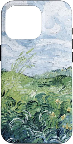 Vista 20 de Van Gogh - Carcasa para iPhone 17, diseño de campos de trigo verde