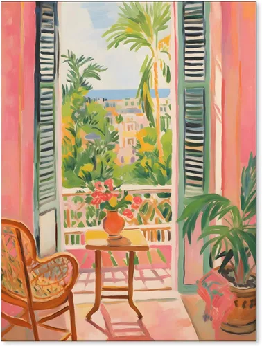 Vista 30 de Póster de pintura al óleo colorida de ventana abierta, arte de pared abstracto impresionista famoso y moderno, impresiones de lienzo estético