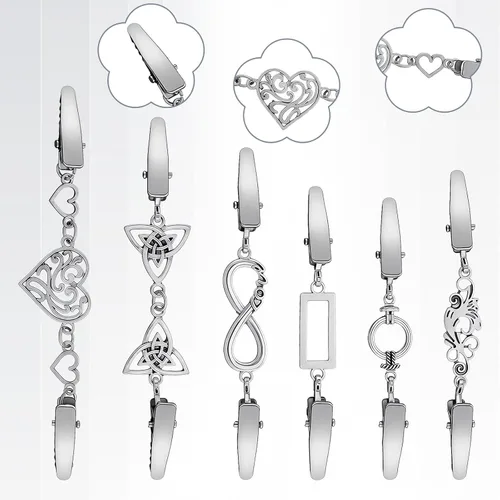 Vista 3 de 6 Pcs Vintage Sweater Clips Shirt Dress Cinch Clip Retro Cardigan Collar Chain Clips Brooch Pins for Women Clothing