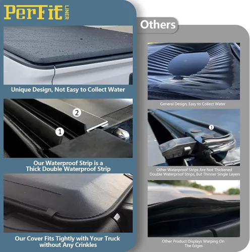 Vista 4 de Perfit Liner Cubierta enrollable suave para caja de camioneta de 5.8 pies compatible con Chevy Silverado GMC Sierra 1500 2007-2018 5.8 pies