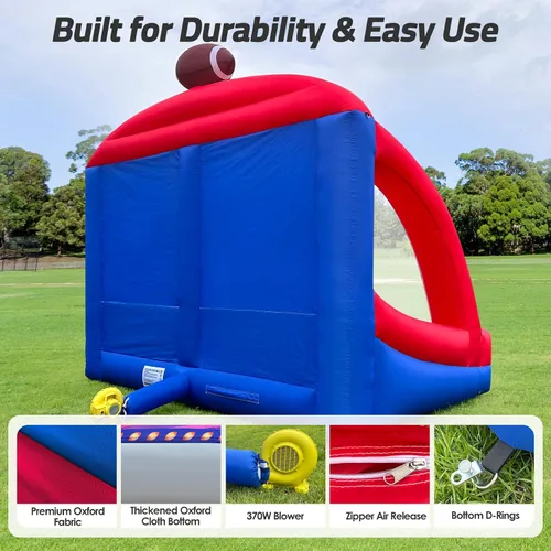 Vista 4 de Juego inflable de lanzamiento de fútbol de carnaval con 4 bolas y soplador, juego de tiro para eventos comerciales, carnavales, fiestas familiares