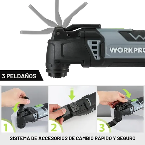 Vista 6 de WORKPRO Kit de múltiples herramientas oscilantes para Navidad, sierra oscilante reemplazable de bloqueo rápido con cable de 3.0 amperios con 7