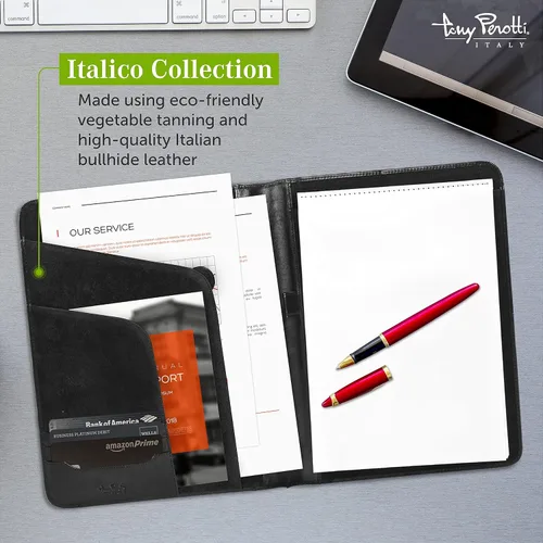 Vista 4 de Tony Perotti Portafolio de cuero italiano para hombres y mujeres – 8.5 x 11 pulgadas de cuero genuino – Padfolio profesional de negocios