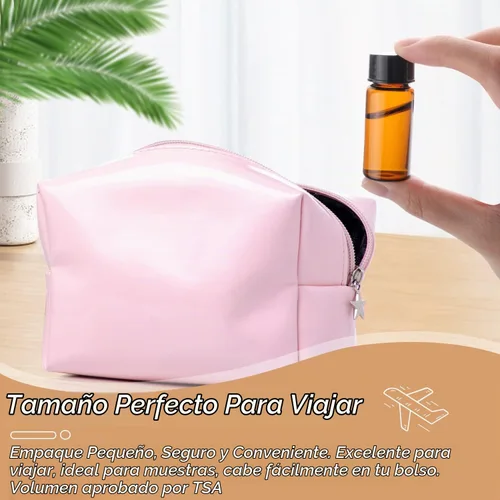 Vista 6 de Paquete de 50 botellas de aceite esencial de vidrio ámbar de 0.3 onzas líquidas con tapas de rosca, botella de vidrio de viaje recargable vacía