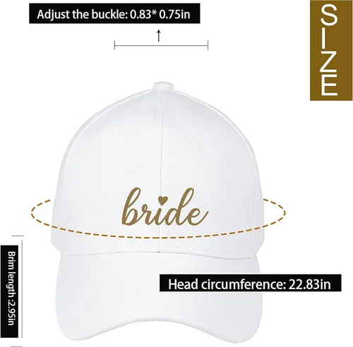 Vista 3 de PartyGifts&beyond Sombrero de béisbol de dama de honor, paquete de 6 sombreros de despedida de soltera, sombrero de escuadrón de novia para regalo
