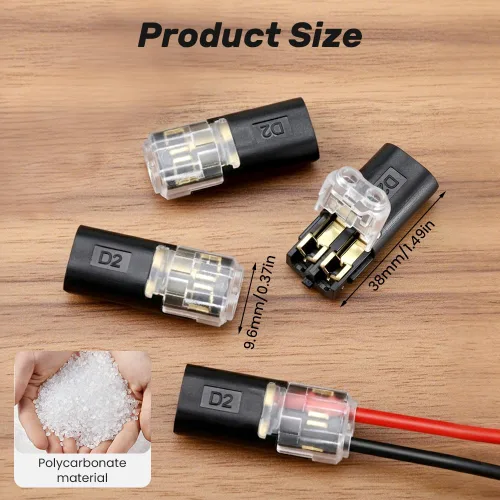 Vista 3 de Conector de doble cable con hebilla de bloqueo, cable de bloqueo ignífugo, conectores rápidos para iluminación LED, adecuado para reparaciones