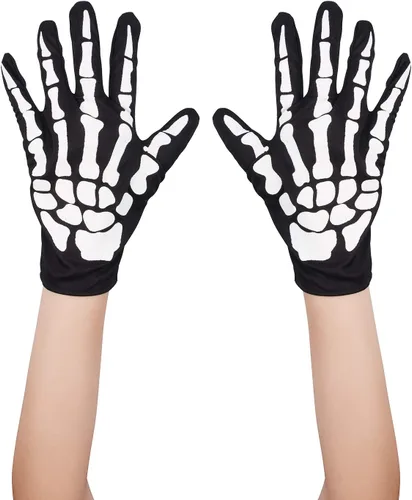 Vista 3 de Accesorios de Halloween, guantes de esqueleto de dedo completo