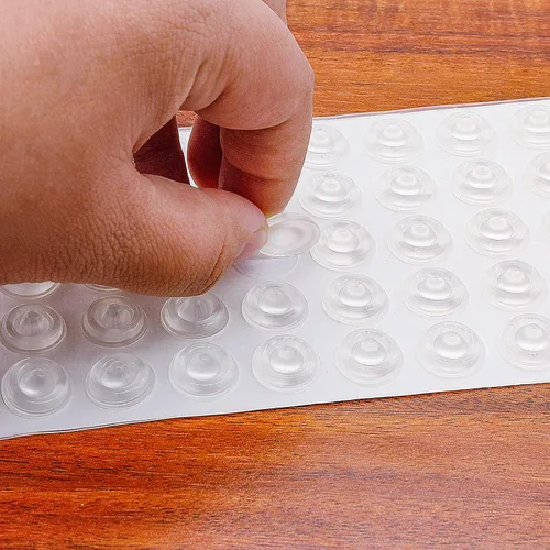 Vista 3 de Bivethoi Almohadillas de amortiguación de sonido – 100 piezas – Parachoques autoadhesivos transparentes en forma de puntos circulares para puertas