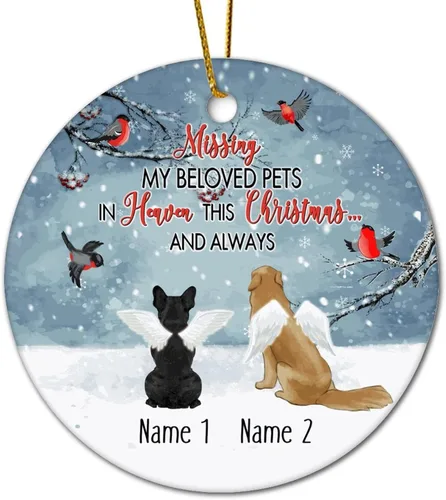 Vista 13 de Personalized Pet Memorial Ornament, Miss My Beloved Pets in Heaven Ornament, Dog Christmas Ornament, Pet Loss Gift, Dog Angel Wings Ornament, Custom