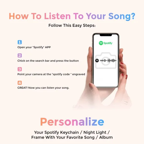 Vista 6 de Custom Spotify Keychain with PictureCustom Scannable Spotify Music Song Code Keychain