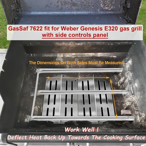 Vista 5 de GasSaf Deflector de calor para parrillas Weber Genesis 7622, placas de calor para parrillas Genesis 300, E/S-310, E/S-320, E/S-330, paquete de 2