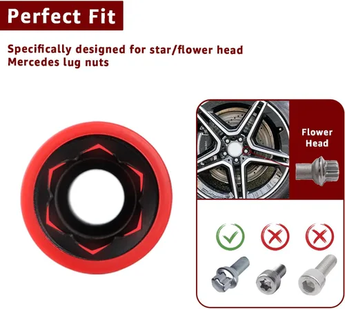 Vista 3 de Receptáculo protector para tuerca de rueda para Mercedes Benz con tuerca de rueda de cabeza de flor convexa de 17 mm