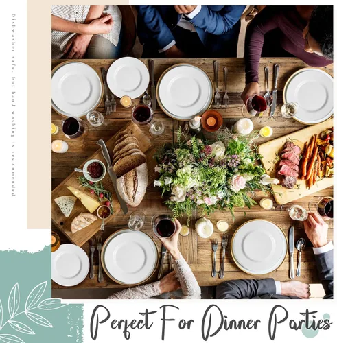 Vista 6 de Hushee Juego de 24 Platos Blancos para Postre/Ensalada, Platos Pequeños para Cenas, Aperitivos, Platos, Platos Redondos para Servir