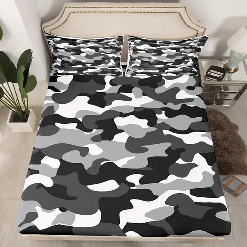 Vista 23 de Erosebridal Juego de ropa de cama de camuflaje para niños, sábanas de camuflaje militar, tamaño individual para adolescentes, jóvenes, adultos