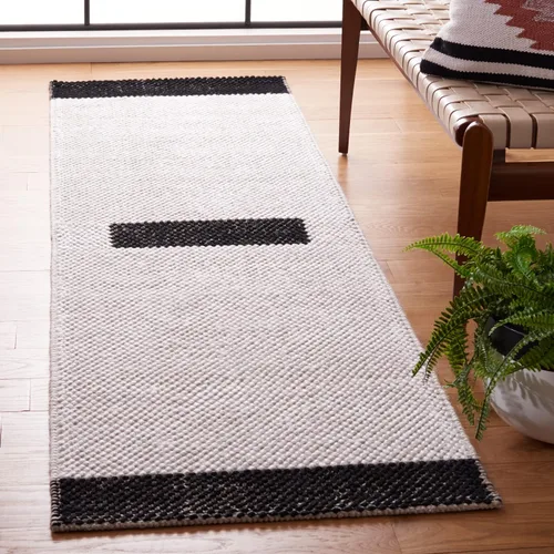 Vista 41 de SAFAVIEH Natura Collection - Alfombra de pasillo, 2 pies 3 pulgadas x 8 pies, negro y marfil, tejido plano hecho a mano de lana moderna a rayas