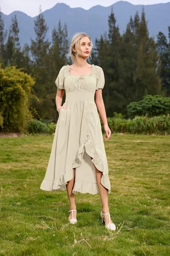 Vista 2 de Scarlet Darkness Vestido renacentista para mujer, estilo corsé, con volantes, con bolsillos