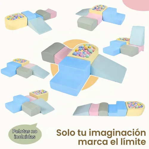 Vista 3 de INFANS Juguetes de escalada para niños pequeños, bloques de escalada de espuma y pozo de pelotas para bebé, juego de estructura de actividad de 5