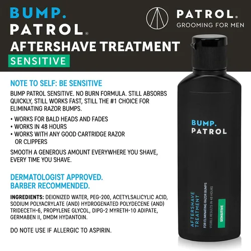 Vista 2 de Bump Patrol Sérum de Tratamiento Post-Afeitado Fuerza Sensible – Bloqueador de Granos de Afeitado y Tratamiento para Vellos Encarnados para Hombres