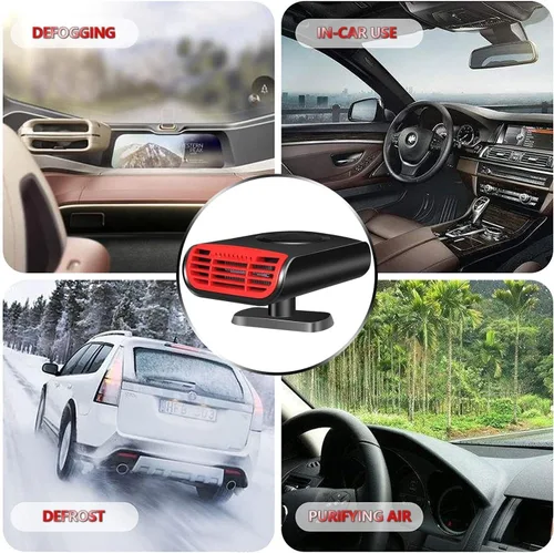 Vista 5 de Calentador de Coche, Calentador de Coche Portátil de 12V 150W que se Conecta al Encendedor de Cigarrillos, Calefacción Rápida 2 en 1 Descongelador