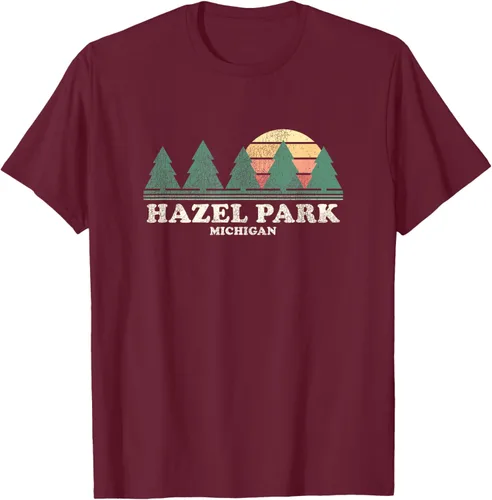 Vista 13 de Hazel Park MI - Camiseta vintage con diseño retro de los años 70, Azul / Patchwork, S