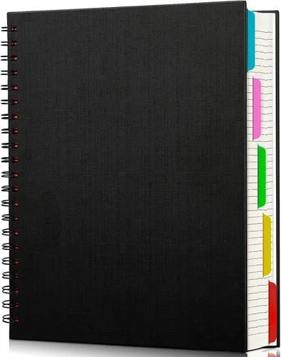 Vista 12 de EUSOAR Cuaderno de 5 materias, 1 pieza A4 de 11" x 8-1/2 pulgadas con espiral rayado universitario, bloc de escritura, 100GSM 120 hojas/240 páginas