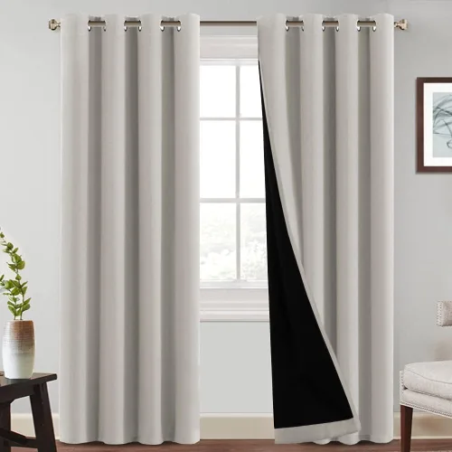 Vista 13 de PrinceDeco Cortinas 100% opacas de 54 pulgadas de largo, completamente opacas, tratamiento de ventanas, cortinas forradas con aislamiento térmico