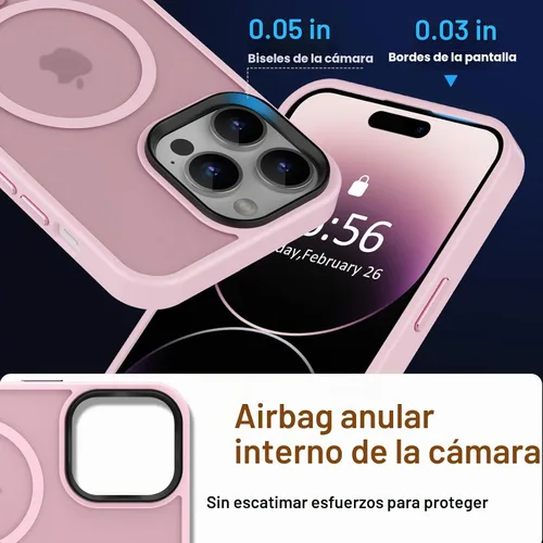 Vista 5 de MOCCA - Funda magnética a prueba de golpes para iPhone 14 Pro Max, color A-Rosa