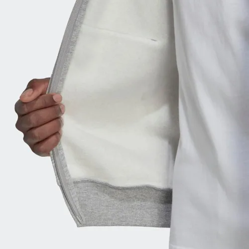Vista 5 de adidas Sudadera de forro polar con capucha, 3 rayas y cierre completo, para hombre