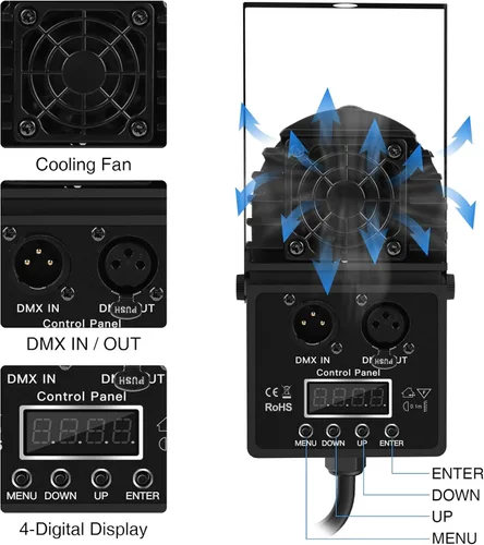 Vista 5 de U`King Pinspot Light RGBW 10W LED Beam Pin Spot por DMX 512 Proyector controlado activado por sonido para espejo, fiesta, boda, DJ, discoteca