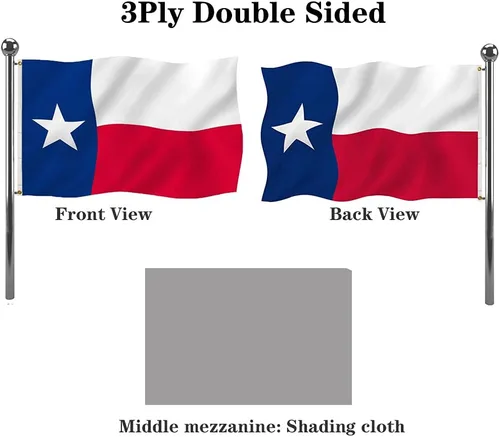 Vista 3 de Jayus Banderas de doble cara del estado de Texas TX de 2 x 3 pies para exteriores, bandera de nailon resistente 320D con 2 ojales Nylon