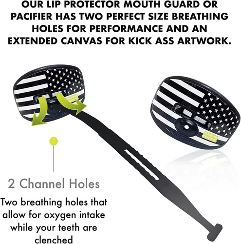 Vista 6 de DAMAGE CONTROL Protector Bucal Pacifier – Protector bucal de fútbol americano con correa para casco, protege los dientes, la mandíbula y la boca