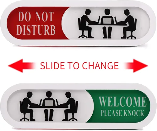 Vista 2 de Letrero de privacidad con texto en inglés «Do Not Disturb Welcome Please Knock», para oficina en casa, hoteles, sala de conferencias, letrero