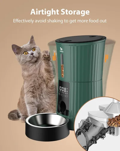 Vista 7 de Petory Comederos automáticos temporizados para gatos, dispensador programable de alimentos secos de 4 litros para gatos y perros pequeños