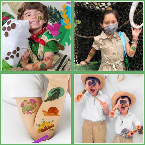 Vista 4 de 144 calcomanías de reptiles para fiestas de reptiles, tatuajes temporales de cocodrilo, lagarto, lagarto, gecko, serpiente, tortuga, tatuajes