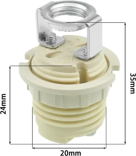 Vista 4 de Soporte de lámpara de cerámica G9 con soporte, dientes internos M10, anillo exterior, tornillos de montaje, LED, CFL, compatible con halógenos