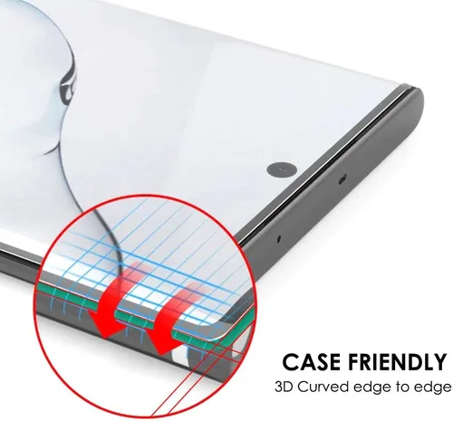 Vista 6 de Protector de pantalla de vidrio templado para Galaxy Note 10 Plus, juego de 3 unidades, reparación de arañazos, compatible con identificación