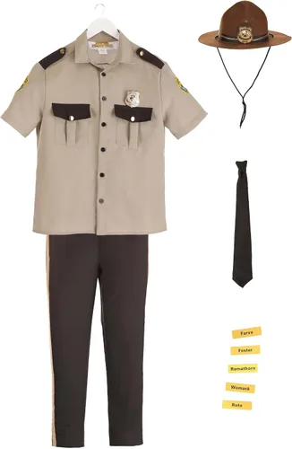 Vista 5 de Disfraz de supersoldados para adultos, disfraz de uniforme de supersoldados, Marrón