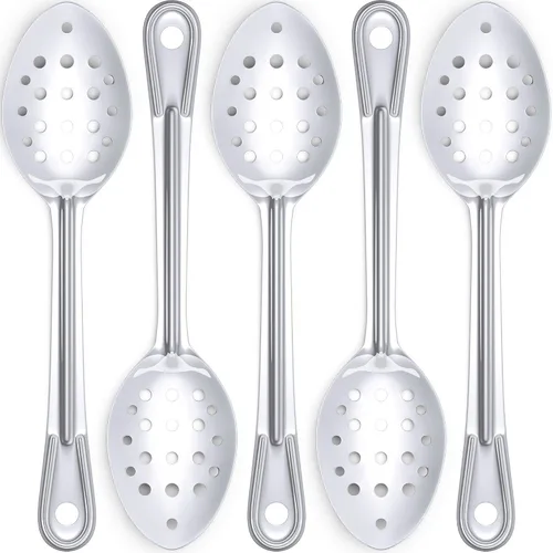Vista 12 de Cuchara de servir súper fuerte, ergonómica de 11 pulgadas, paquete de 3 cucharas grandes de acero inoxidable para cocinar, hornear, revolver