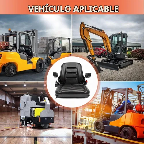 Vista 7 de Asiento universal para montacargas, asiento para tractor con micro interruptor, apoyabrazos y cinturón de seguridad, para tractor, excavadora