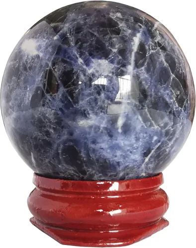 Vista 13 de Escultura de esfera de adivinación de cristal curativo de labradorita negra de 1.575 pulgadas, bola de piedras preciosas, colección decorativa