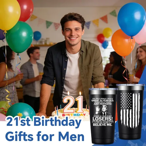 Vista 2 de Regalos de cumpleaños número 21 para él, ideas de regalos de cumpleaños número 21, grandes decoraciones de cumpleaños de 21 años para él, hombres