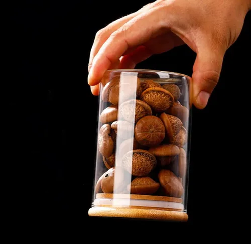 Vista 8 de 2 recipientes de vidrio de 6.8 fl oz/6.7 oz para almacenamiento de alimentos, recipientes herméticos para alimentos con tapas de madera de bambú