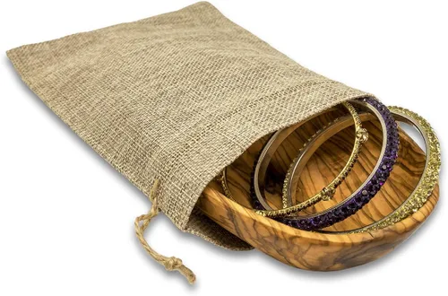 Vista 3 de TheDisplayGuys - Paquete de 12 bolsas de regalo de arpillera natural de 4 x 6 pulgadas con cordón (marrón natural, pequeña) para recuerdos