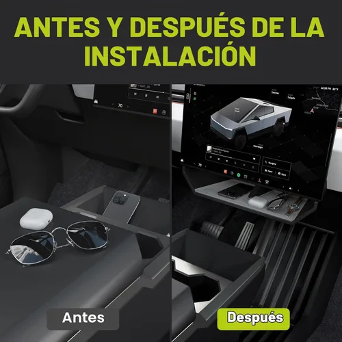 Vista 2 de Organizador debajo de pantalla para accesorios Tesla Cybertruck 2024-2026